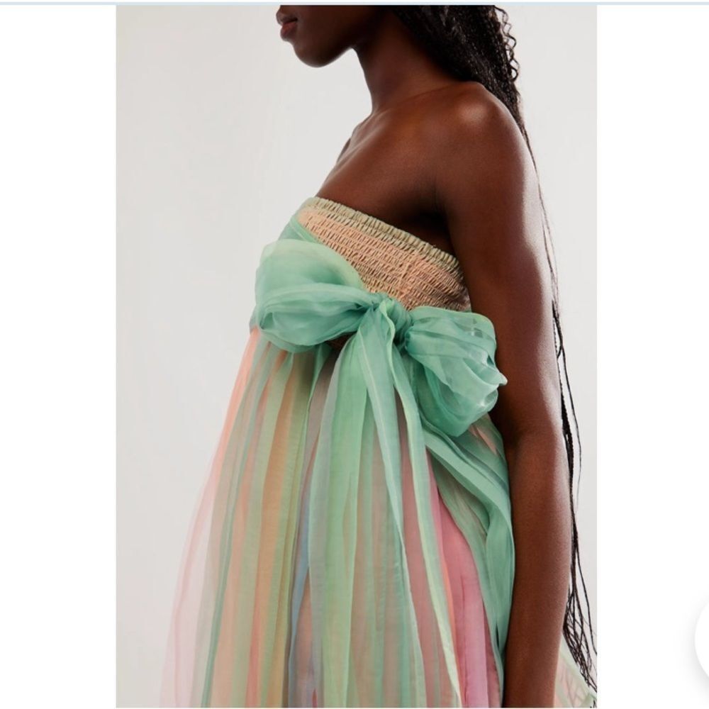 Free People size Large In Rainbows Mini Dress Baby Doll - Picture 3 of 9